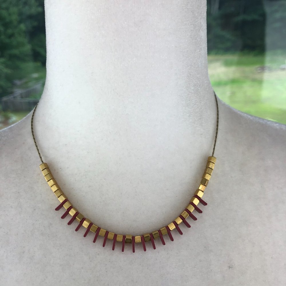 Madewell Geometric Gold Tone Adjustable Statement Necklace Festival Glamcore - Picture 1 of 8
